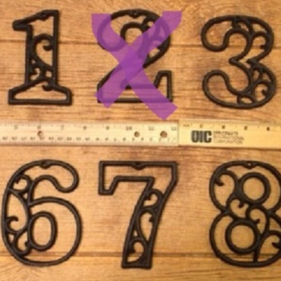 "6" (Six) Home Address Number Ornate Cast Iron Filigree 4 5/8" tall 0184-0558-6 - Picture 15 of 16